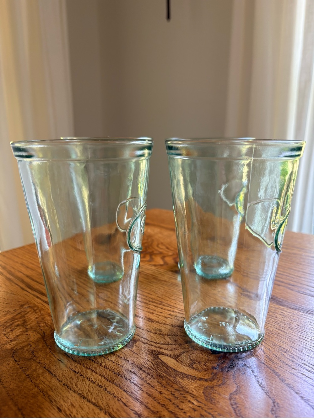 Set of 4 Amici Home Green Recycled 16 oz Glasses with rooster- Made in Italy